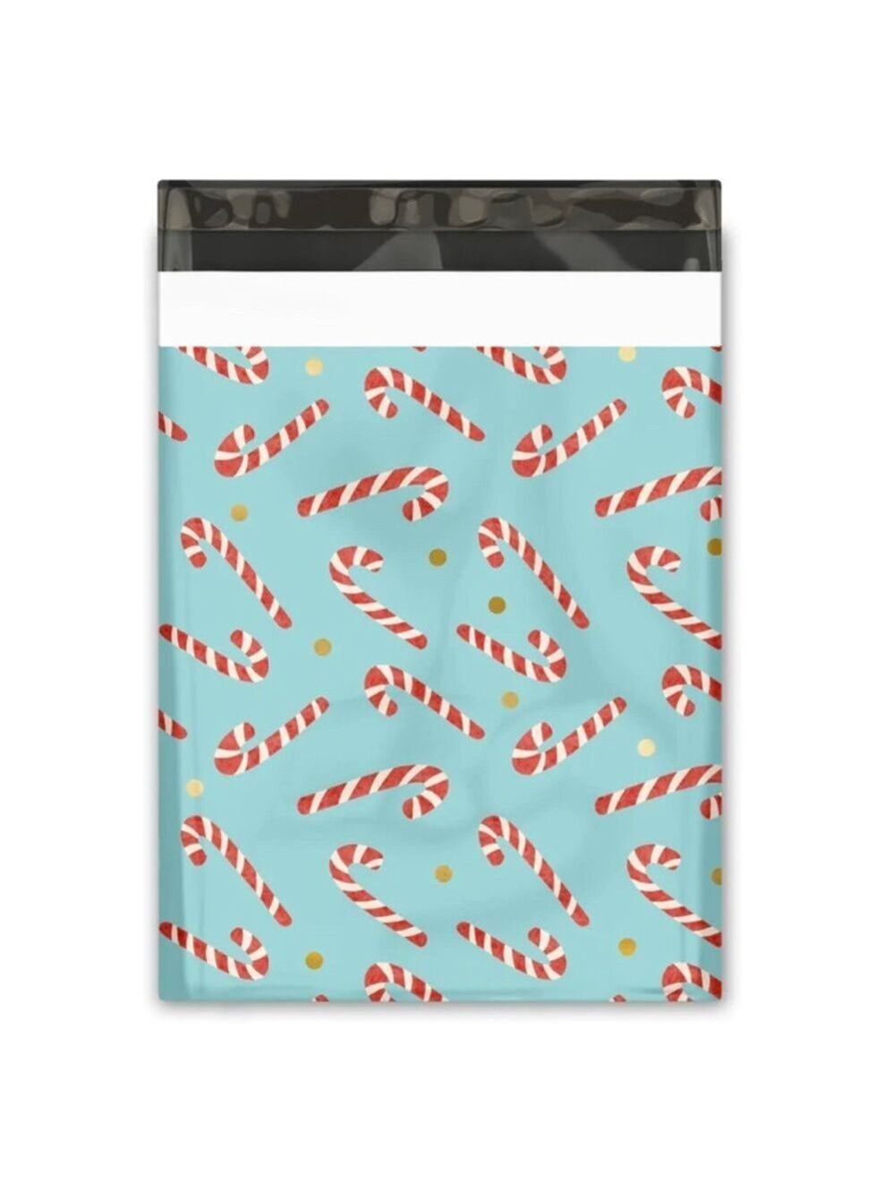 25 10X13 Poly Mailers Candy Canes Gold Dots, Shipping Envelopes PRICE IS FIRM - Picture 6 of 6